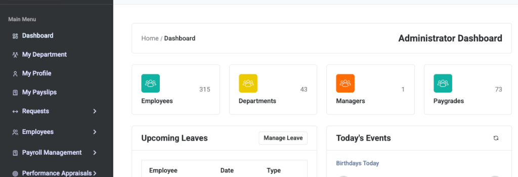 KorHRMS Dashboard